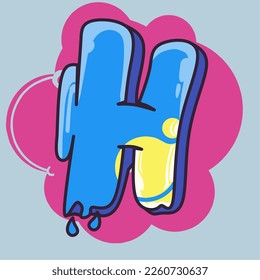 vector illustration of letter H graffiti character, great for merchandise design, such as clothes and more,