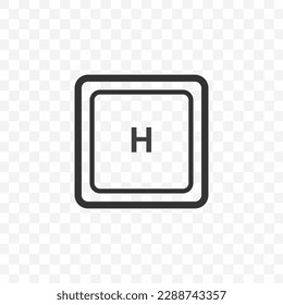 Vector illustration of letter H icon in dark color and transparent background(PNG). Keyboard shortcut button.