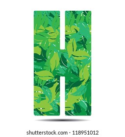 vector illustration letter H in leaves