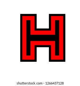 vector illustration and Letter h pixel art style