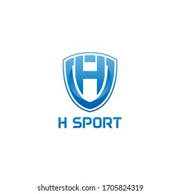 letra de ilustración vectorial h con el logotipo deportivo del escudo diseño moderno