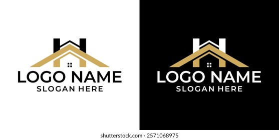 Vector illustration of the letter H unique shape line art real estate business logo.