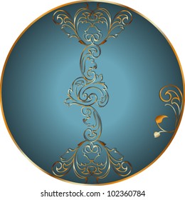 Vector illustration. Letter I, gold floral design.