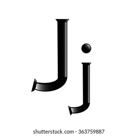 The vector illustration of the letter J isolated in the white background