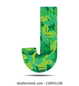 vector illustration letter J in leaves