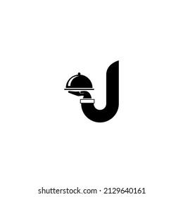 vector illustration of letter J and tray for icon, symbol or logo. suitable for restaurant and cafe logos
