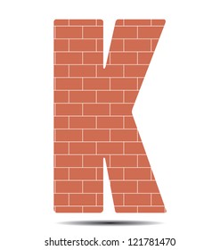 vector illustration letter K in bricks
