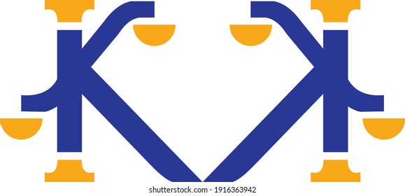 vector illustration of the letter K and K or double K logo suitable for use as a law firm logo