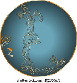 Vector illustration. Letter K, gold floral design.