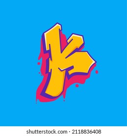 vector illustration of letter K graffiti character, great for merchandise design, such as clothes and more,