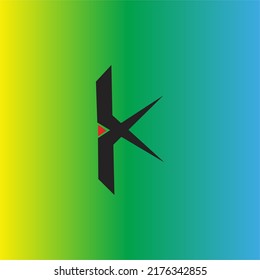 Ilustración vectorial del diseño del logotipo de la letra K, y un fondo verde y azul gradiente amarillo