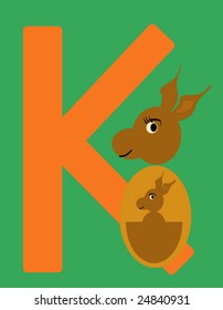 vector illustration of letter "K" wit kangaroo