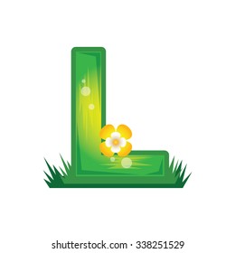 Vector illustration of letter L in green flat design