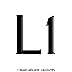 The vector illustration of the letter L isolated in the white background