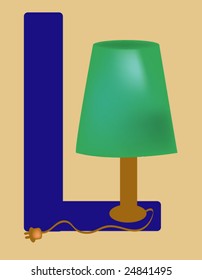 vector illustration of letter "L" with lamp