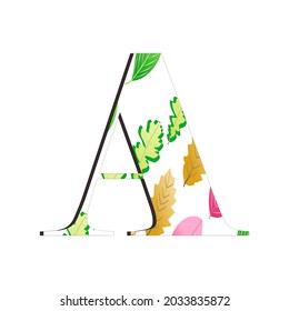 A vector illustration of the letter A with a leaf pattern in september, perfect for educational books, t-shirts, and for other business purposes.