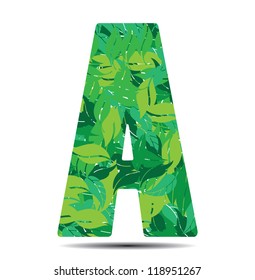 vector illustration letter A in leaves