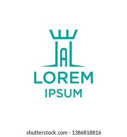 vector illustration letter a and line castle icon logo design