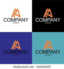 ・	Ilustración vectorial. Logo de la carta A moderno. Plantilla de diseño de iconos planos y vectores. La letra geométrica Tipo de logotipo A para marca o empresa con texto.