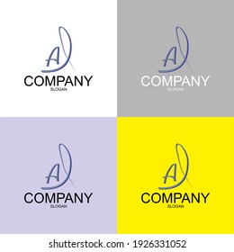 ・	Ilustración vectorial. Logo de la carta A moderno. Plantilla de diseño de iconos planos y vectores. La letra geométrica Tipo de logotipo A para marca o empresa con texto.