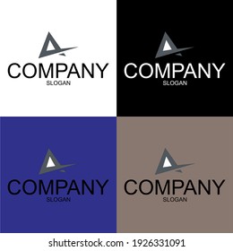 ・	Ilustración vectorial. Logo de la carta A moderno. Plantilla de diseño de iconos planos y vectores. La letra geométrica Tipo de logotipo A para marca o empresa con texto.