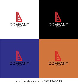 •	Vector illustration. Letter A logo modern. Icon flat and vector design template. The geometric letter A logo type for brand or company with text.