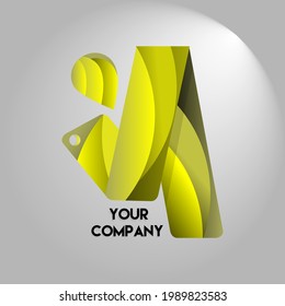 Vector illustration of letter A logo wrapped in yellow color, perfect for your company logo.