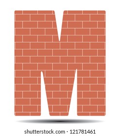 vector illustration letter M in bricks