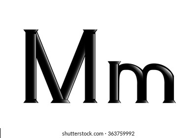 The vector illustration of the letter M isolated in the white background