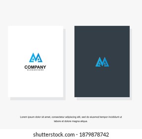 Vector illustration. Letter m logo modern, icon flat and vector design template. The geometric letter m logotype for brand or company with text.