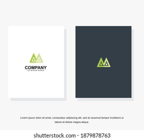 Vector illustration. Letter m logo modern, icon flat and vector design template. The geometric letter m logotype for brand or company with text.