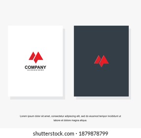 Vector illustration. Letter m logo modern, icon flat and vector design template. The geometric letter m logotype for brand or company with text.