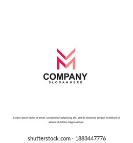 Vector illustration. Letter M logo modern, icon flat and vector design template. The geometric letter M logo type for brand or company with text.