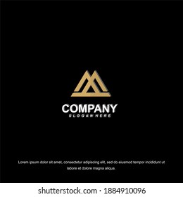 Vector illustration. Letter M logo modern, icon flat and vector design template. The geometric letter M logo type for brand or company with text.