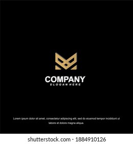 Vector illustration. Letter M logo modern, icon flat and vector design template. The geometric letter M logo type for brand or company with text.