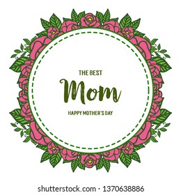 Vector illustration letter mom for crowd of rose wreath frame hand drawn