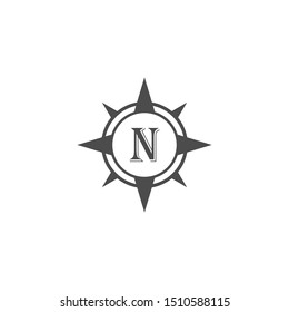 vector illustration letter n with compass logo icon black color