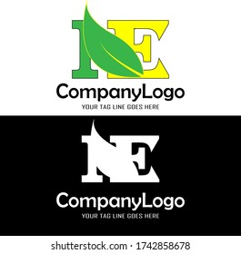 vector illustration of letter n, letter e, and leaf.