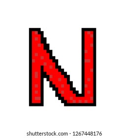 vector illustration and Letter n pixel art style