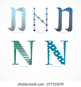 Vector illustration letter N set