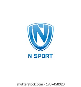 vector illustration letter n with shield sport logo modern design