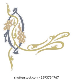 Vector illustration of the letter O with decorative plant details.
