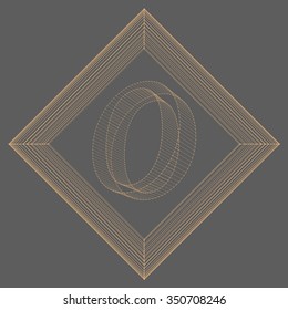 Vector illustration of letter O. Fonts of Mesh polygonal. The structural grid of polygons. Abstract Creative concept vector background. Molecular lattice. Polygonal design style letterhead and
