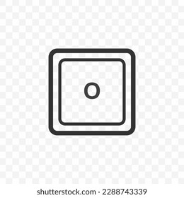 Vector illustration of letter O icon in dark color and transparent background(PNG). Keyboard shortcut button.