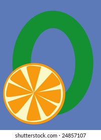 vector illustration of letter "O" with orange