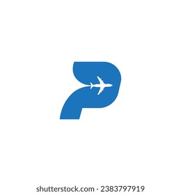 vector illustration of letter P and airplane for icon,symbol or logo. letter P initial logo