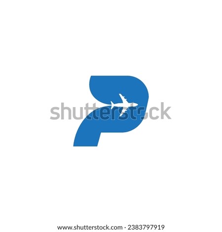 vector illustration of letter P and airplane for icon,symbol or logo. letter P initial logo