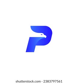 vector illustration of letter P and eagle for icon,symbol or logo. letter P initial logo