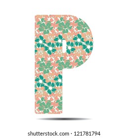 vector illustration letter P in flowers