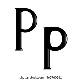 The vector illustration of the letter P isolated in the white background